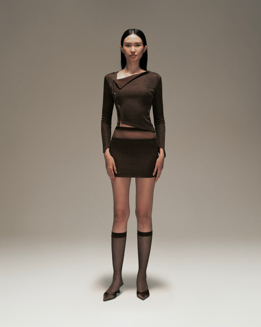 ANGULAR KNIT SET BROWN